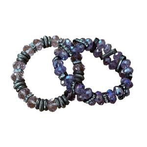 Pair of Pink and Purple Crystal Stretch Bracelets